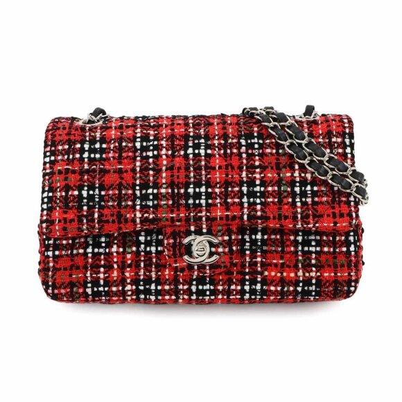CHANEL Matelasse 25 Chain Shoulder Bag Tweed Leather Red A01112 90284914 - Picture 1 of 10